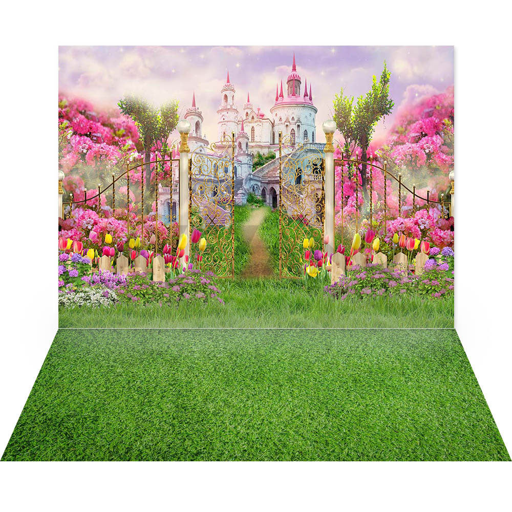 Avezano Spring Castle and Gardens 2 pcs Set Backdrop-AVEZANO